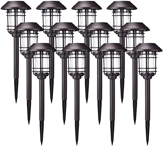 Azirier Solar Lights Outdoor Waterproof Security Lights Easy Install Garden Lights for Garden Path Walkway Light 12 Pack