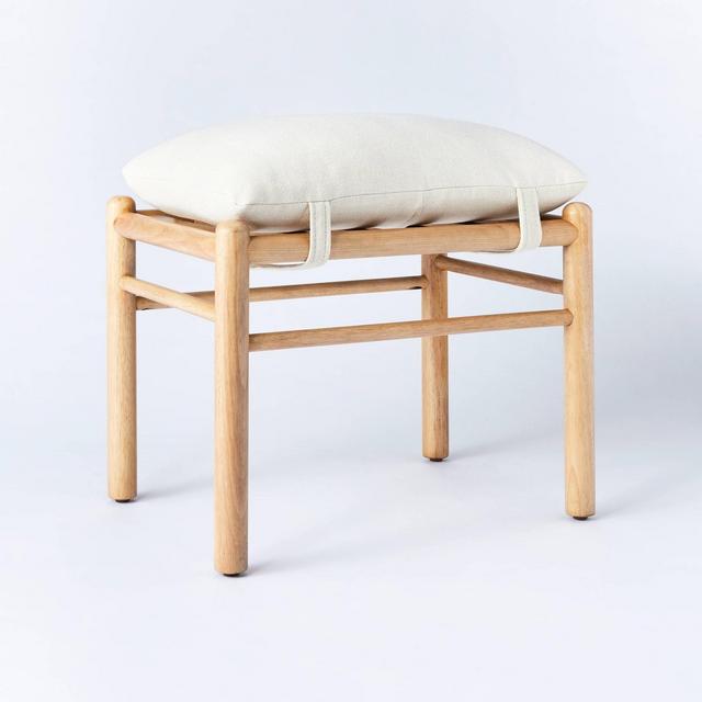 Wooden Upholstered Ottoman with Straps - Threshold designed with Studio McGee