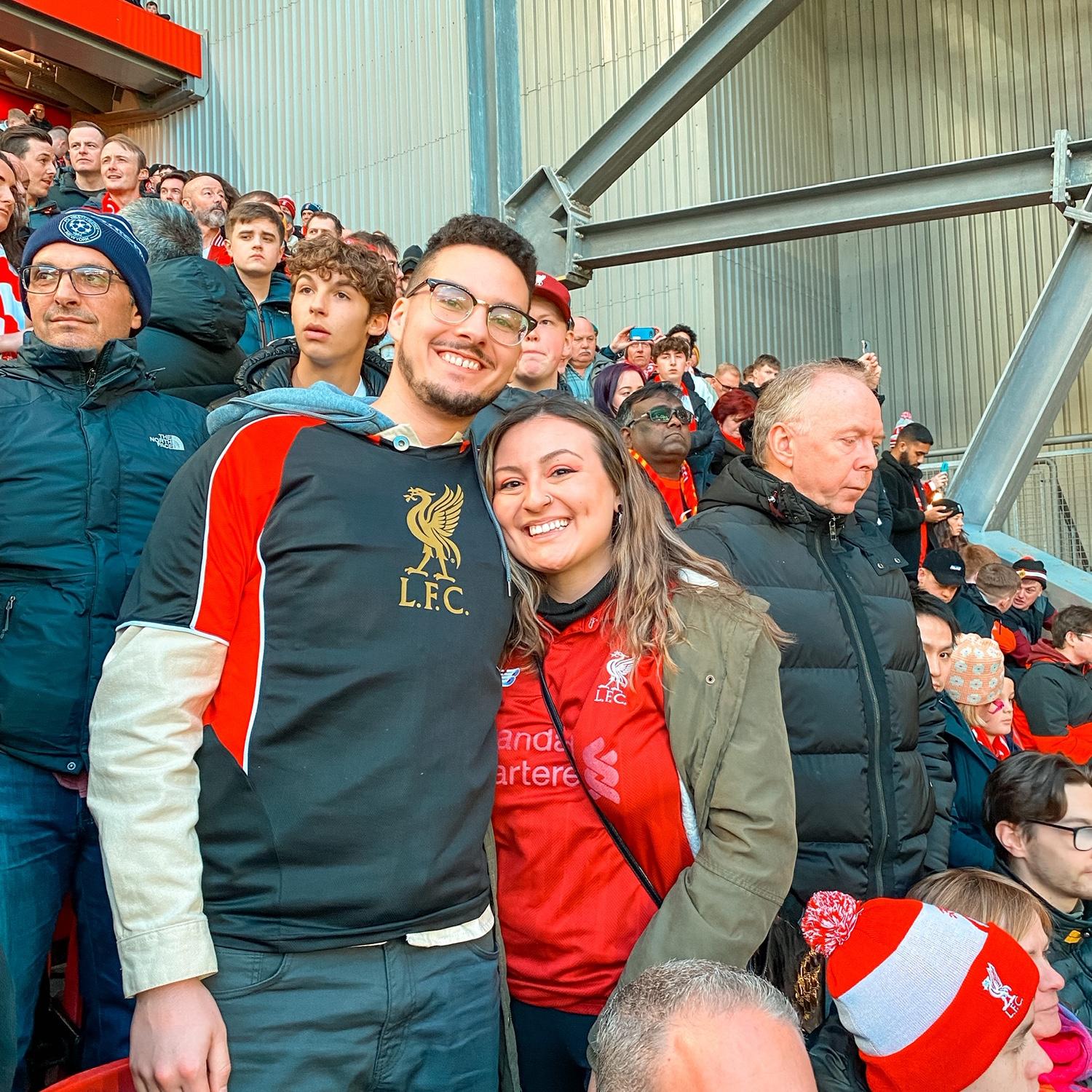 Our first international trip!! 
We went to see Liverpool play at their home stadium.