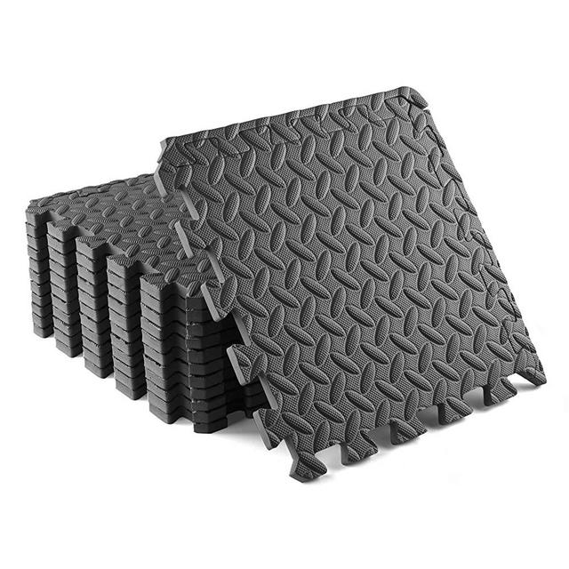 Yes4All Interlocking Exercise Foam Mats with Border – Interlocking Floor Mats for Gym Equipment – Eva Interlocking Floor Tiles (12 Square Feet, Black)