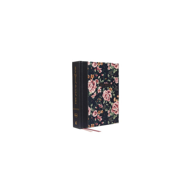 NKJV, Journal the Word Bible, Cloth Over Board, Gray Floral, Red Letter Edition, Comfort Print - by Thomas Nelson