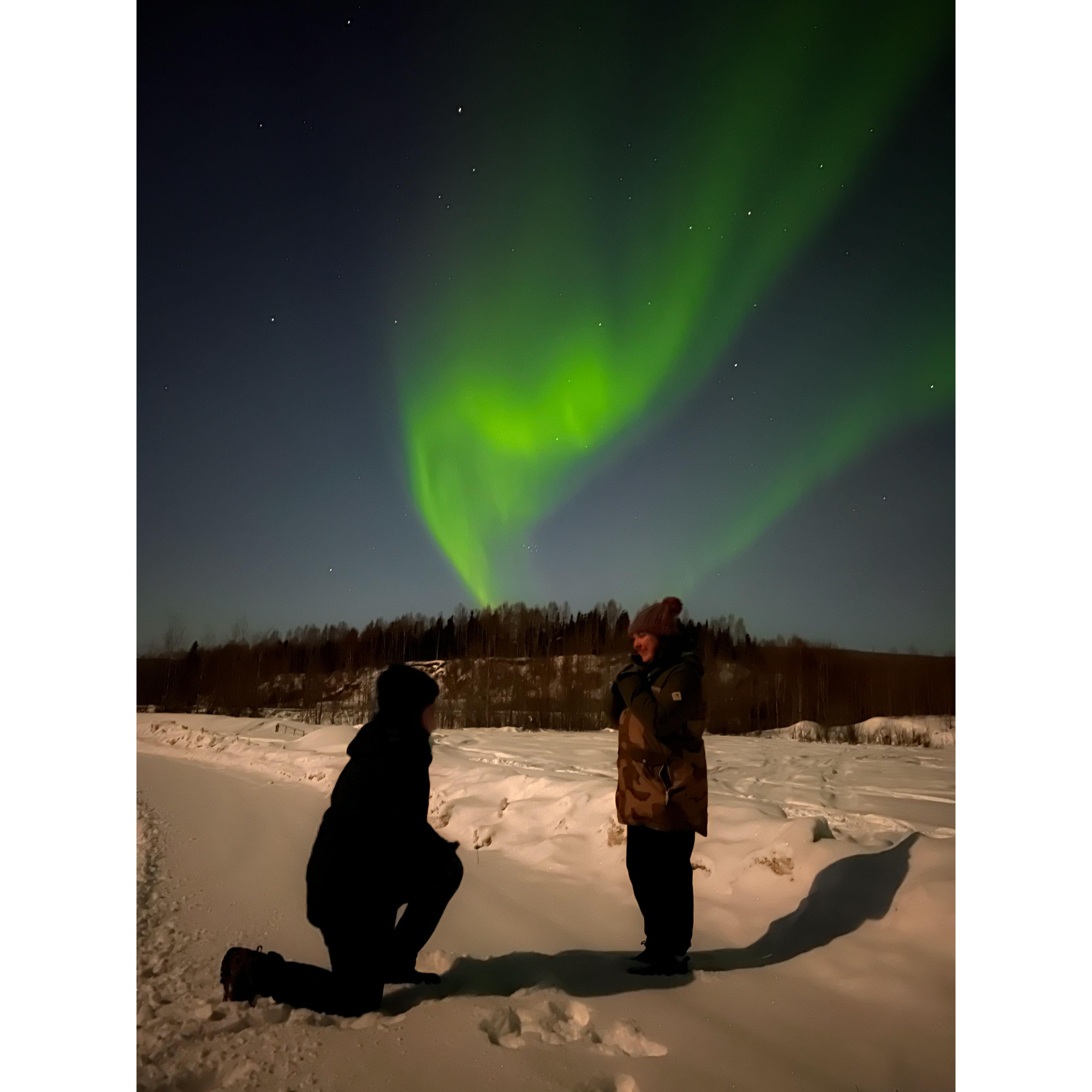 Our proposal somewhere outside of Fairbanks, Alaska
