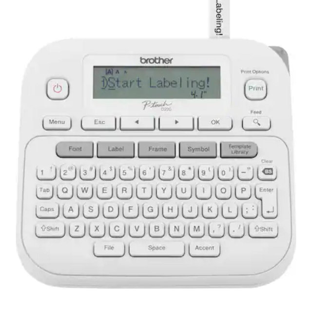 Brother - P-touch PTD220 Label Printer, Great for Personalization and Storage/Organization - White