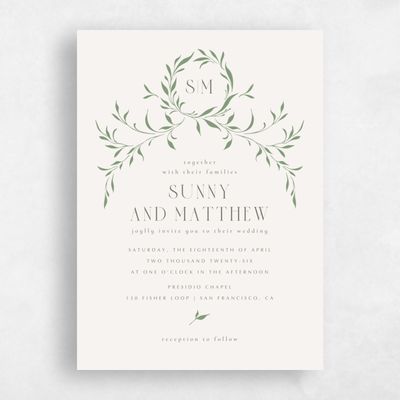 Green Greenery Wedding Invitation - Clairemont Classic