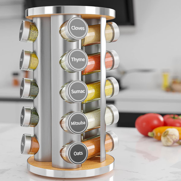Kamenstein 20 Jar Revolving Countertop Spice Rack with Spices Included
