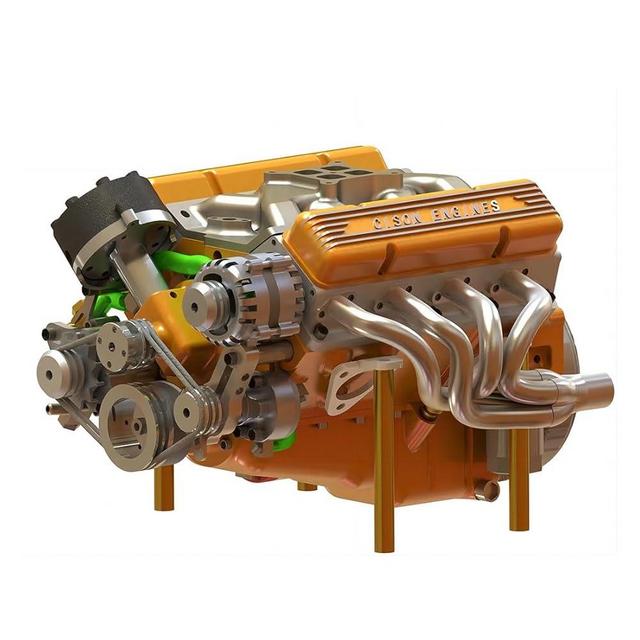 FunXylophy Mini V8 Engine Model Kit, 1: 6 Water-Cooled OHV 4-Stroke V8 Gasoline Engine Model, Physics Experiment Set for Adult (KIT Version/Orange)