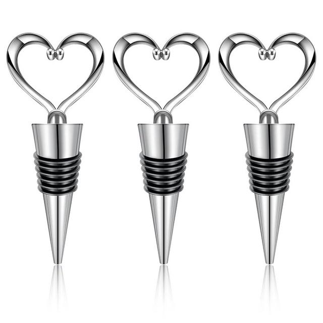 3PCS Wine Stopper Reusable Wine Stoppers Heart Shape Wine Beverage Bottle Stopper Bottle Cover Wine Outlet Cap for Wine Champagne Beer Collection