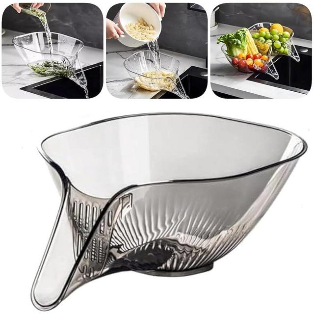 JIEWEIPU 2024 New Multifunctional Drain Basket,Kitchen Sink Food Collector Strainer Bowl With Spout,Suitable for Food Filter Cleaning Fruit and Vegetable Drainage Basket Funnel (1PCS, Grey)