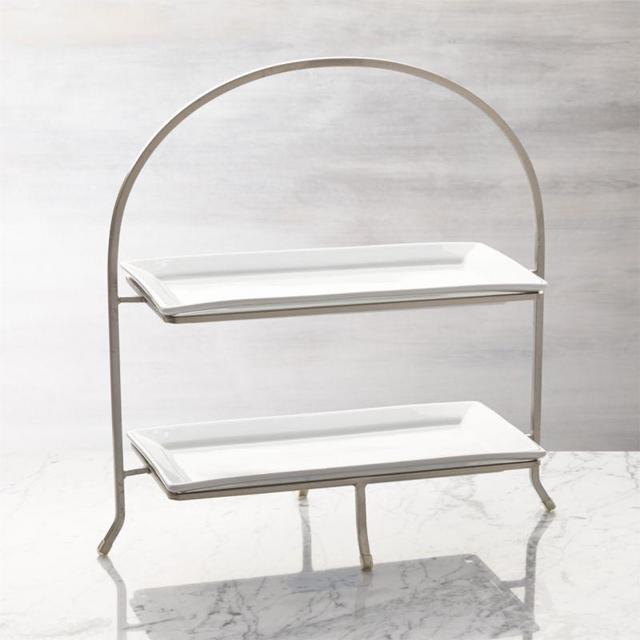 Cambridge 2-Tier Server with Plates, Nickel