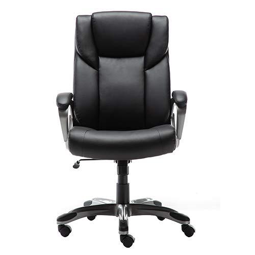 Amazon Basics High-Back Bonded Leather Executive Office Computer Desk Chair - Black