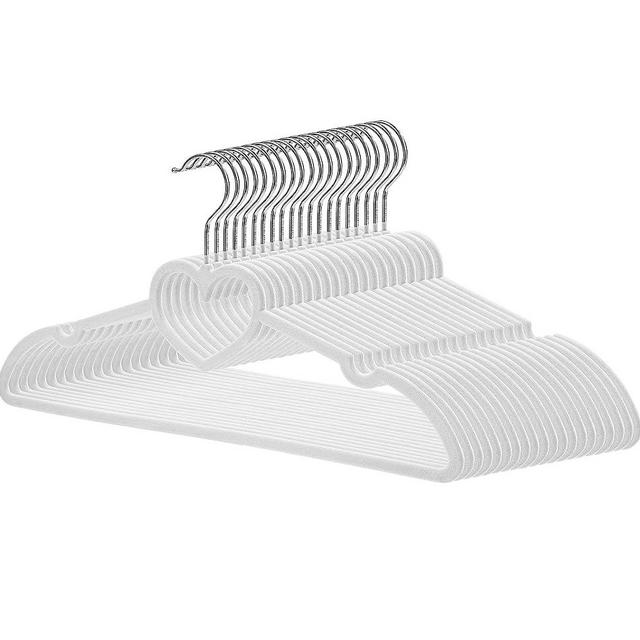 JIUXCF Velvet Hangers 20 Pack, 16" Non Slip Adult Hangers, Slim Clothes Hanger with 360 Degree Swivel Hook - Durable & Cute for Coats, Shirts, Dress (White)