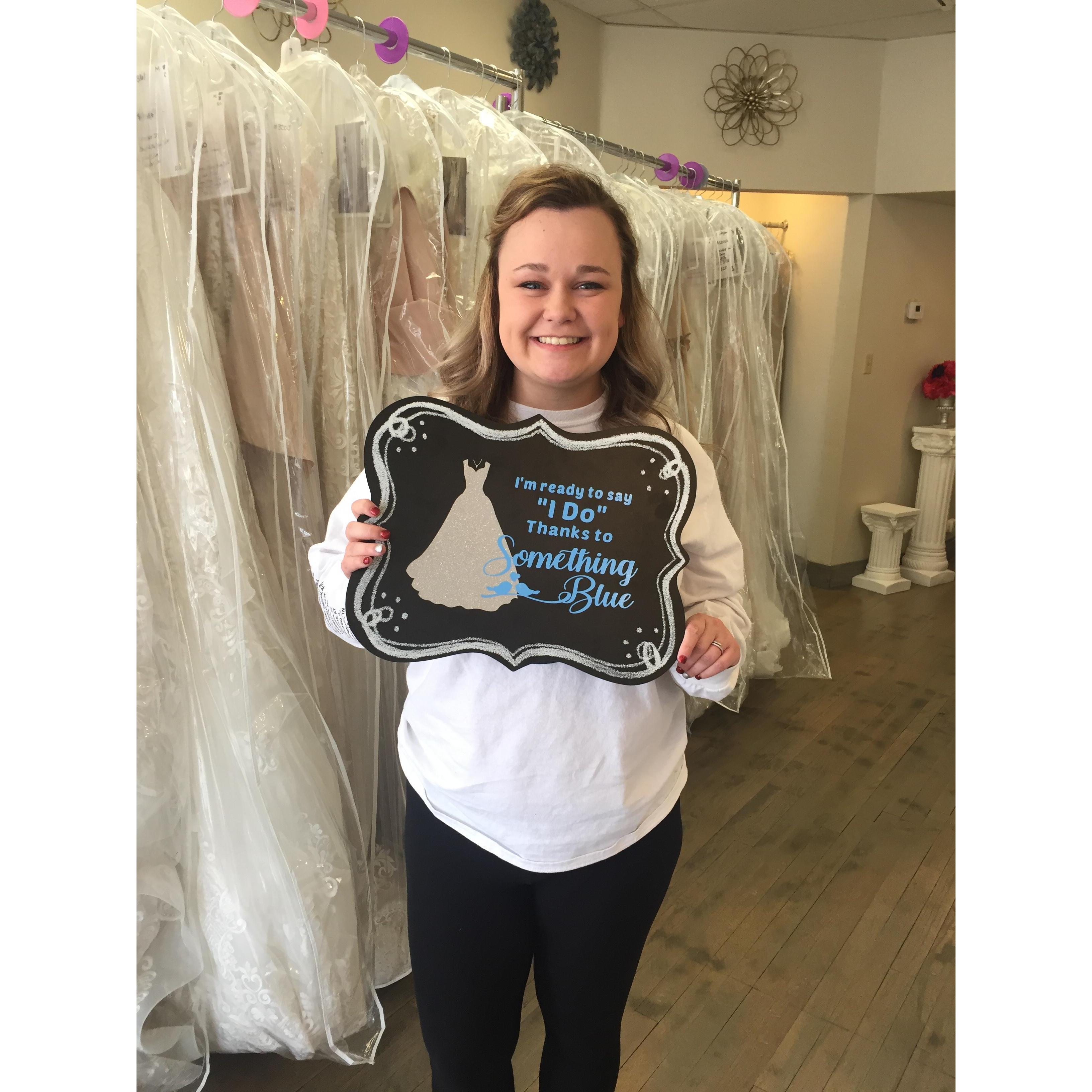 This is when I found my dream gown at Something Blue in Hays!