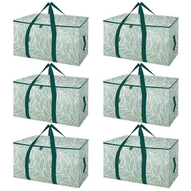 BALEINE 6-Pack Oversized Moving Bags with Reinforced Handles, Heavy-Duty Storage Tote for Clothes, Moving Supplies (Antique Folidage, 6-Pack)
