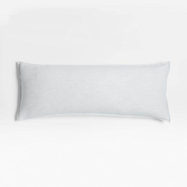 Mist Blue Belgian Flax Linen 54"x20" Body Pillow with Feather Insert