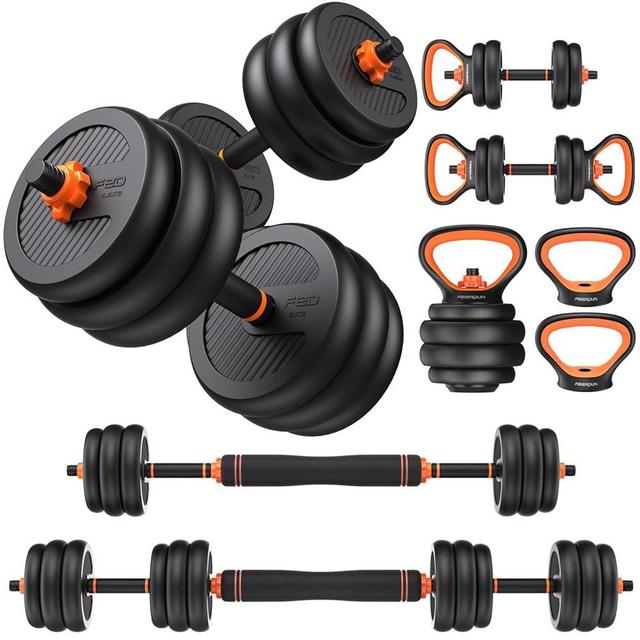 FEIERDUN Adjustable Dumbbells, 20/30/40/50/70/90lbs Free Weight Set with Connector, 4 in1 Dumbbells Set Used as Barbell, Kettlebells, Push up Stand, Fitness Exercises for Home Gym Suitable Men/Women