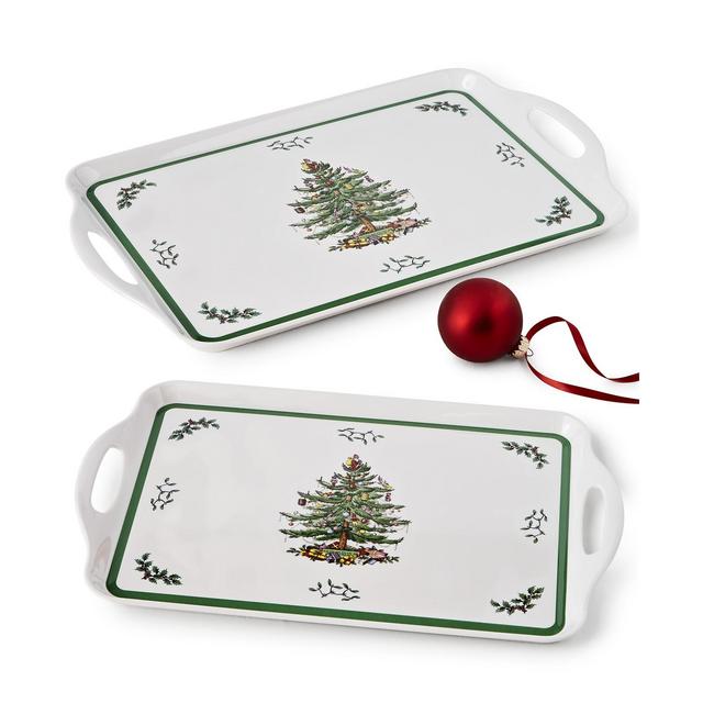 Spode Christmas Tree Melamine Trays, Set of 2