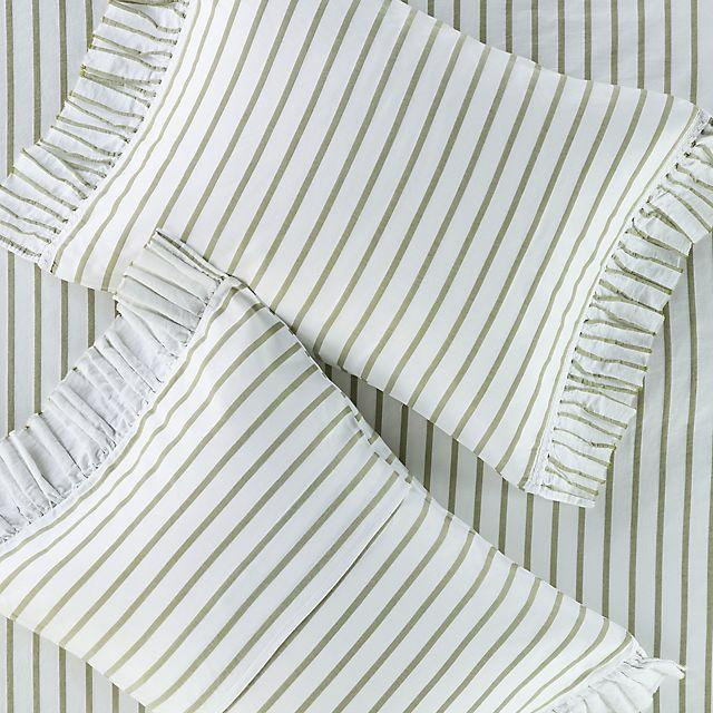 Organic Cotton Spa Sateen Ruffled Shams, Set of 2