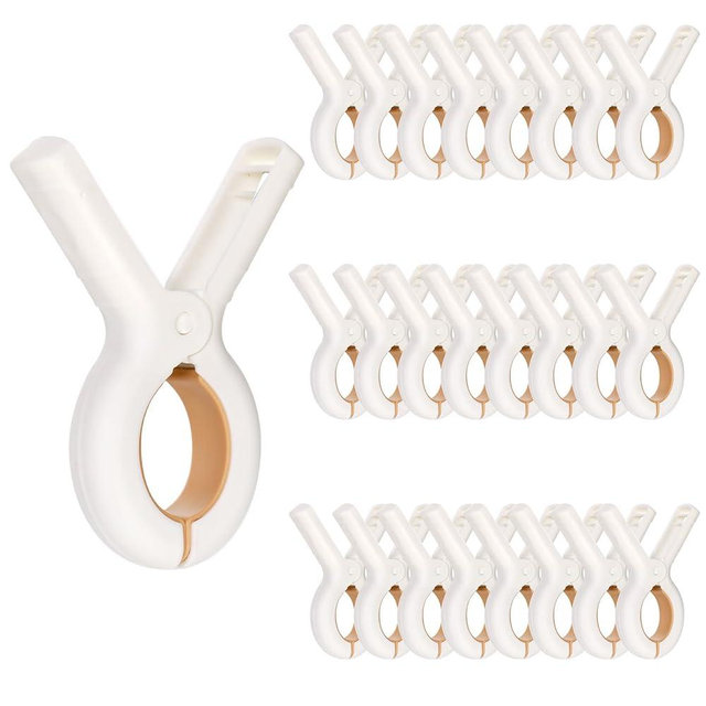 Frcctre 30 Pack Beach Towel Clips, Heavy-Duty Plastic Clothes Pins Quilt Drying Clips, Windproof Strong Grip Plastic Clothespins for Beach Towels, Blankets, Dry on Clothesline and Hanging Rack
