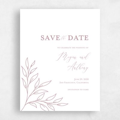 Dusty Rose, Pink Wedding Save the Date - Delana Classic