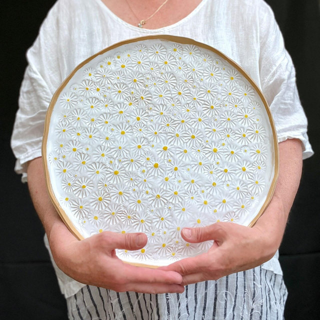 Large Ceramic Daisy Platter