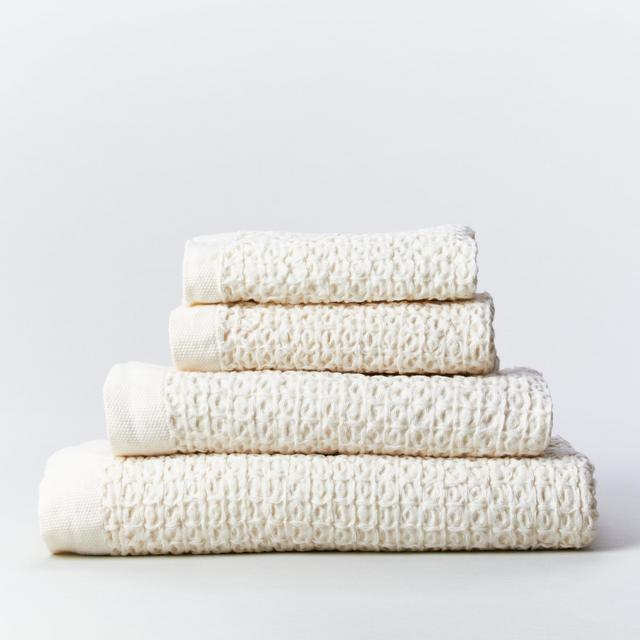 Ivory Lattice Linen Japanese Towels, Bath Sheet
