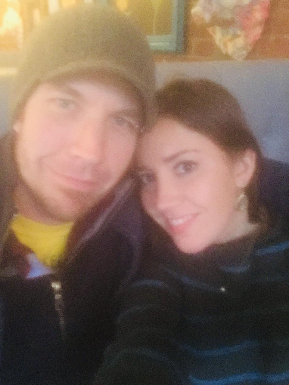 Our first selfie (taken with my phone that had water in the camera)