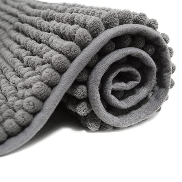 JTdiffer Bathroom Rug 17x24 inch Non Slip, Super Absorbent Bathroom Mat, Extra Soft Bath Mat and Quick Dry Chenille Bath Rugs Carpet for Tub, Shower, Bath Room, Bedroom, Kitchen, Sink (Grey)