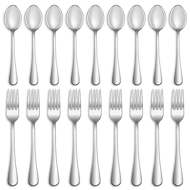 12 Pcs Forks and Spoons Silverware Set,Food Grade Stainless Steel Flatware Cutlery Set for Home,Kitchen and Restaurant,Mirror Polished,Dishwasher Safe - 6 Dinner Fork(8 inch) and 6 Teaspoon(6.5 inch)