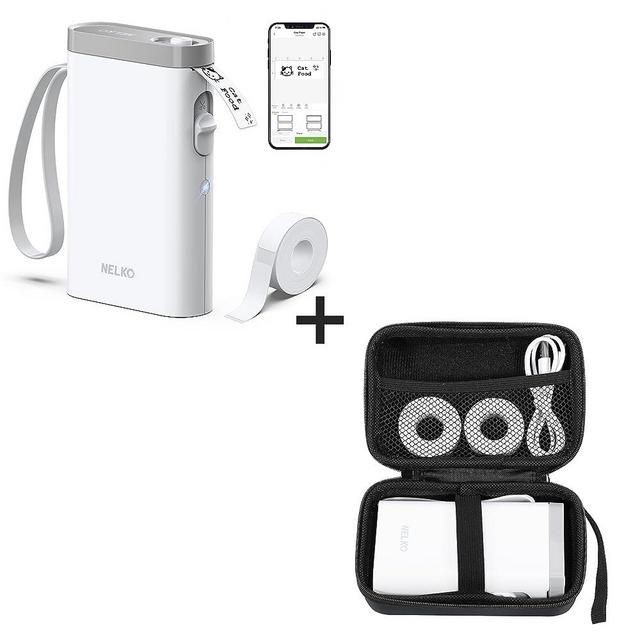 Nelko Label Maker Machine with Tape, P21 Portable Bluetooth Label Printer, Case Compatible P21 Label Maker, Compatible with Most Mini Label Printers