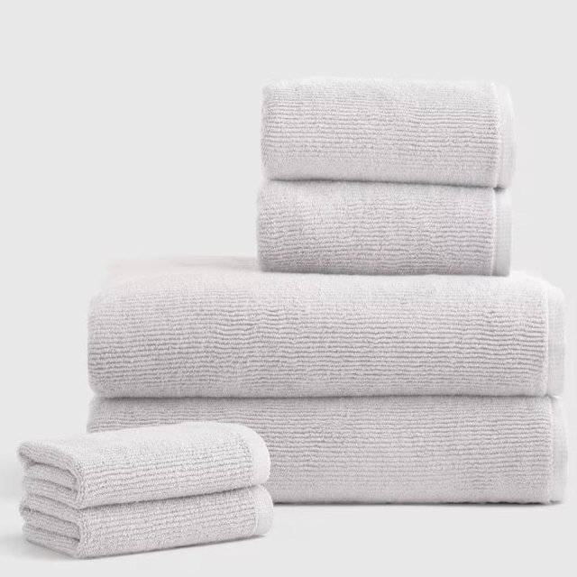 Turkish Ribbed Quick Dry Bath Towel Bundle in Silver