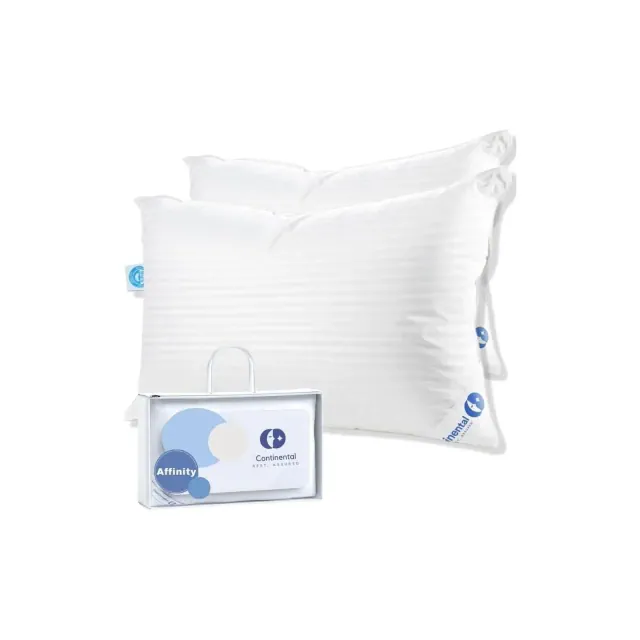 Affinity Collection Down Alternative Pillows for bed - 2 Pack - Soft Supportive Fill with 100% Cotton Cover - Queen Size