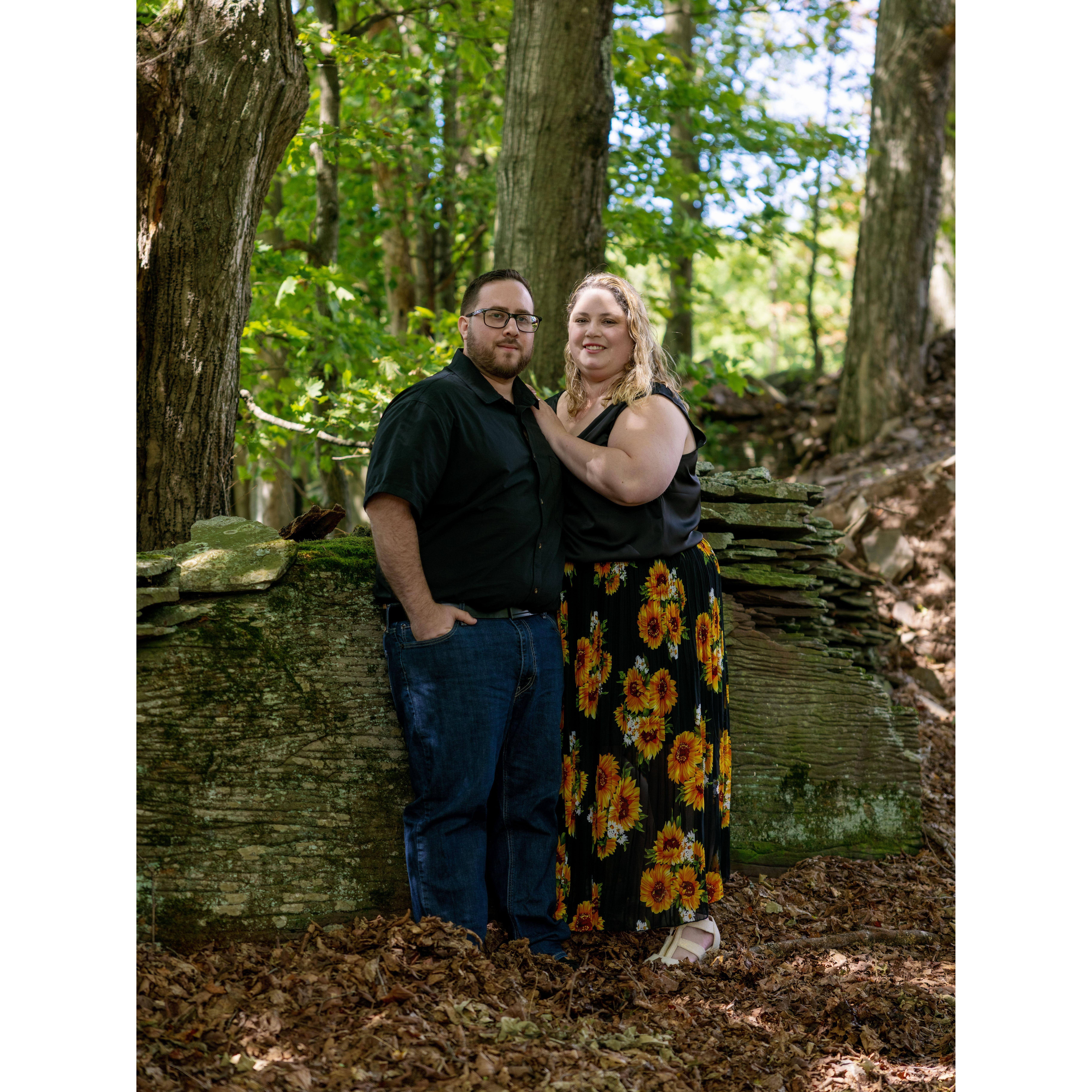 Engagement Session-Gilbertsville Farmhouse (In the woods by the tents and cabins)