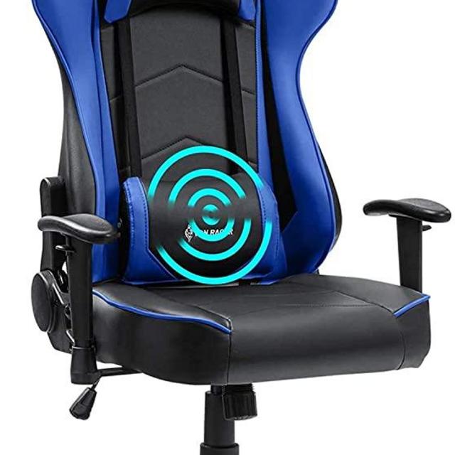 Massage Gaming Chair Racing Video Game Chair Computer Desk Office Chair Swivel Ergonomic Executive Bonded Leather Chair with Headrest Lumbar Support and Adjustable Armrests