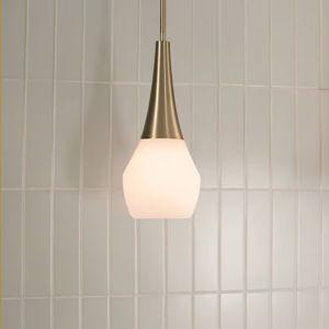 Kichler Deela 1 -Light Champagne Bronze Modern/contemporary Opal glass Teardrop Small Hanging Pendant light