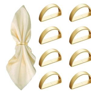 8 Pcs Matt Gold Napkin Rings - Metal Napkin Ring,Stainless Steel Napkin Rings for Table Settings Wedding Christmas Party Dinner Table(Semicircle)