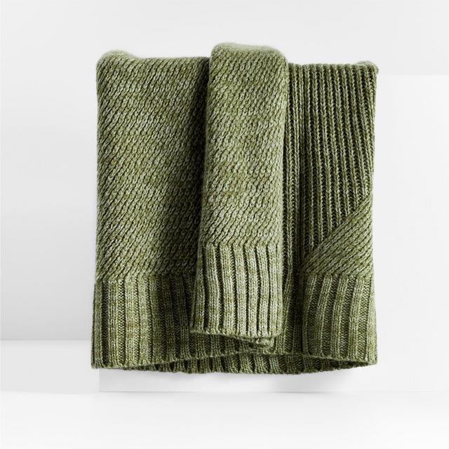 Equinox 70"x50" Verte Green Sweater Knit Throw Blanket