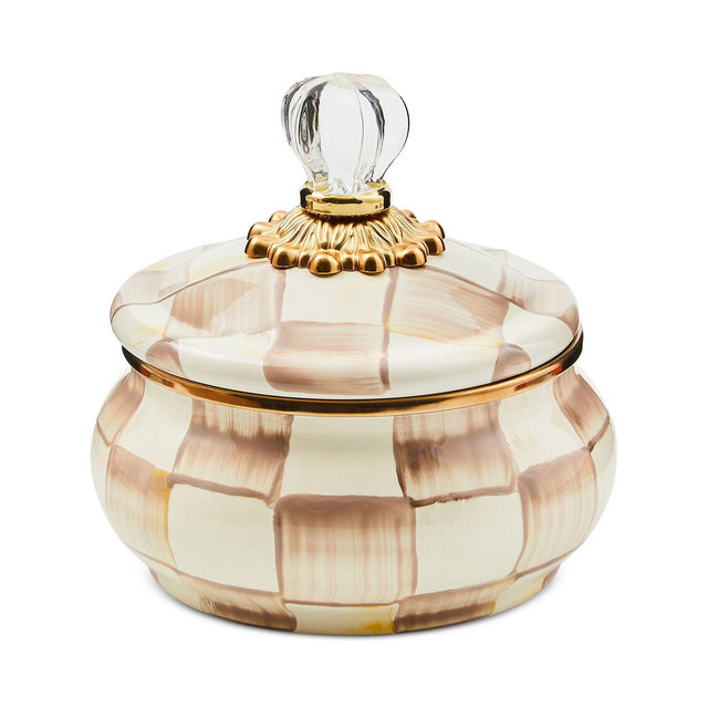 Mackenzie-Childs Mocha Check Squashed Pot