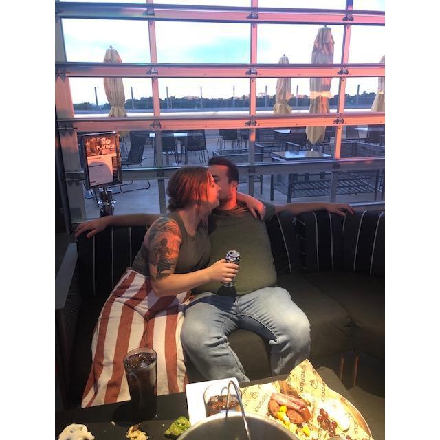 Cuddling at top golf