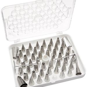 Ateco 55-Piece Stainless Steel Decorating Tube Set with Hinged Storage Box