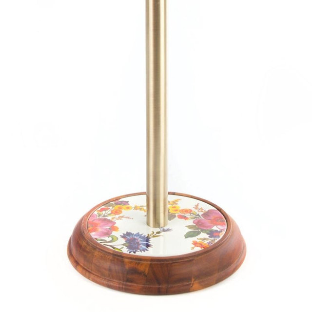 White Flower Market Wood Paper Towel Holder