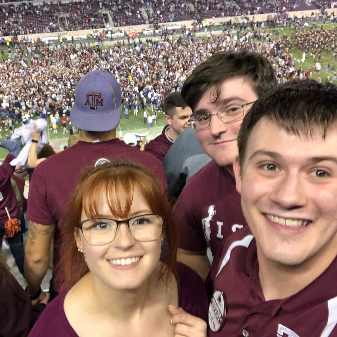 Zach, Bethany, and Quinton - when A&M beat LSU after 7 overtimes.