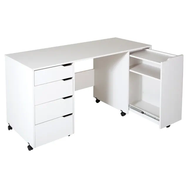 Crea Sewing Craft Table On Wheels White - South Shore