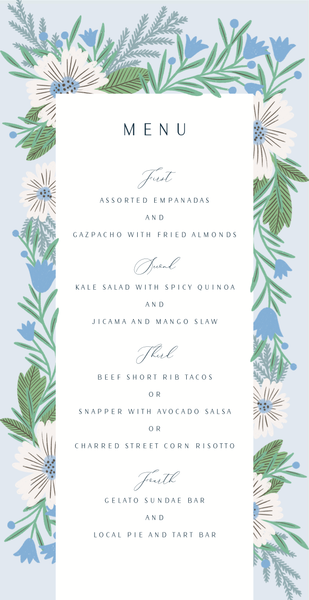 Camrose | Ice | Zola Wedding Menus
