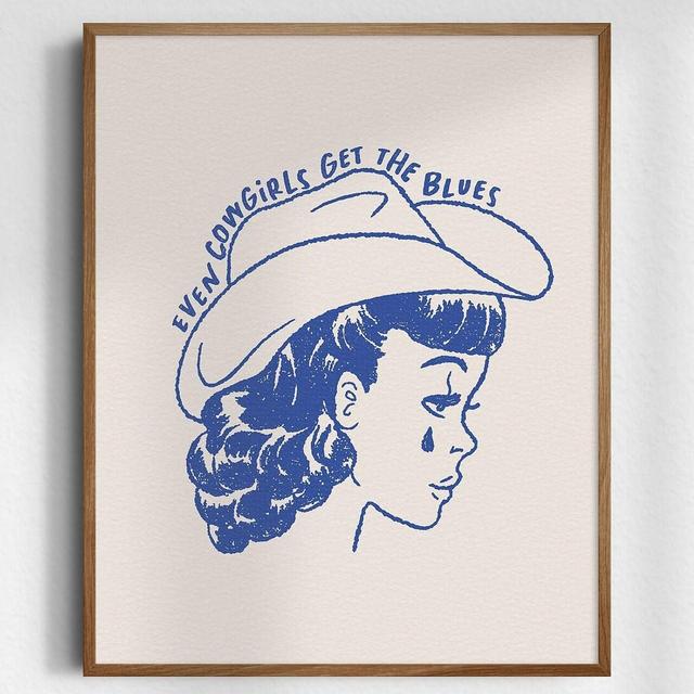 Even Cowgirls Get The Blues, Giclée Fine Art Print, Western Cowgirl Print, Vintage Cowgirl Art, Retro Wall Art, UNFRAMED