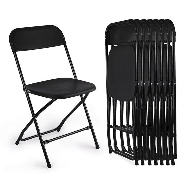 aoole 8 Pack Black Folding Chairs, Portable Stackable Commercial Foldable Chair, Indoor Outdoor Plastic Folding Chair for Events/Office/Home/Wedding/Party, 400lbs Capacity