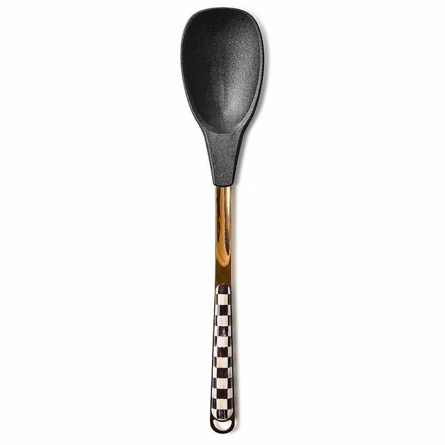 MACKENZIE-CHILDS Kitchen Spoon, Silicone Cooking Spoon, Black-and-White Courtly Check