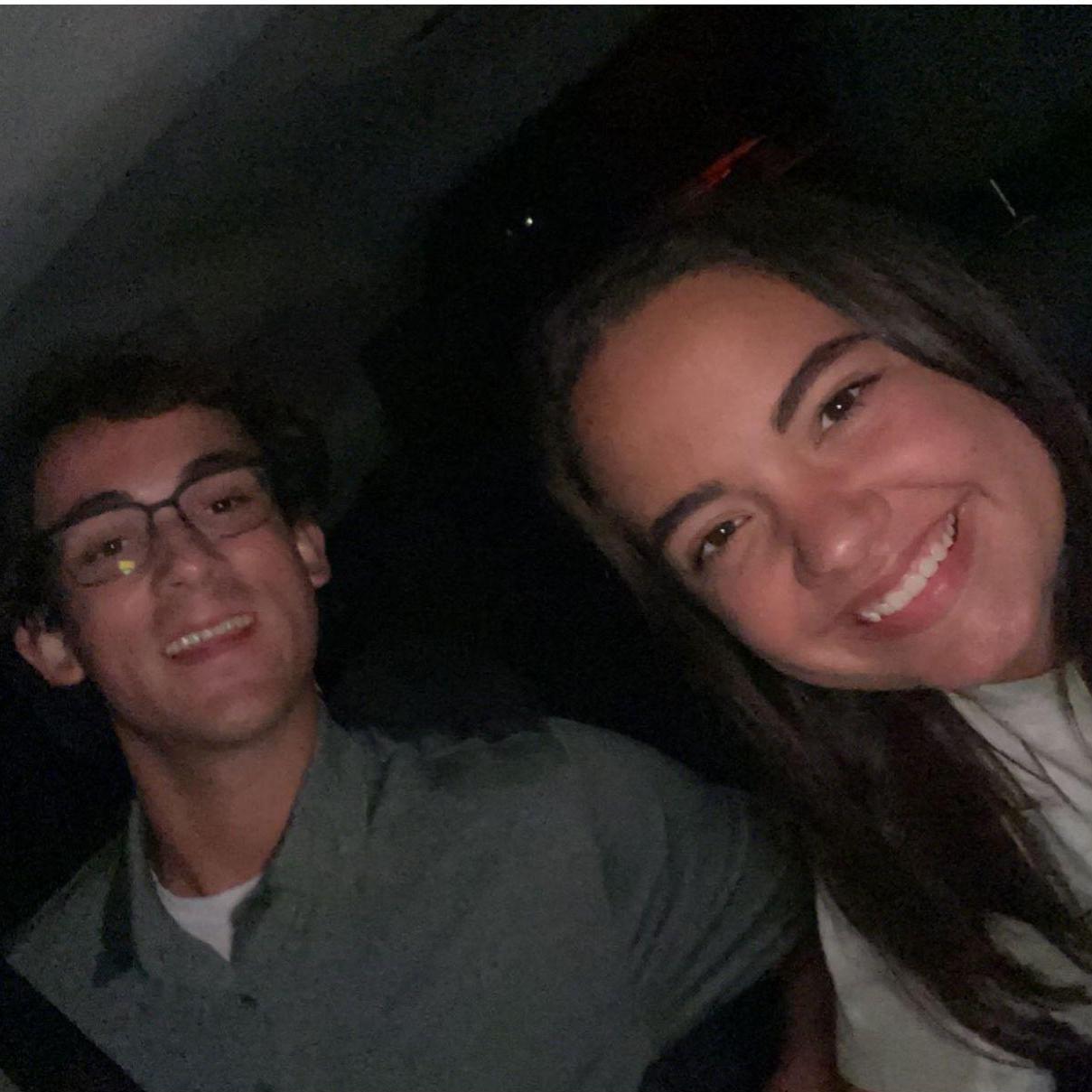 Our first, first date! Fun fact- Robert can't parallel park so they switched seats at a stop sign so Bailey could park the car!