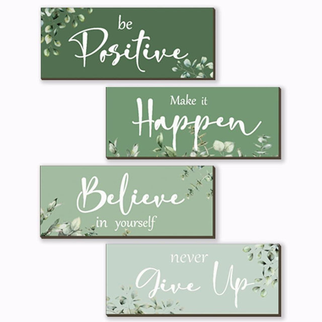 FENCORDAR 4 Pcs Green Office Decor For Women Motivational Wall Decor Inspirational Green Office Wall Decor With Positive Sayings Wooden Hangings for Home Bathroom Bedroom Kitchen(10x4")