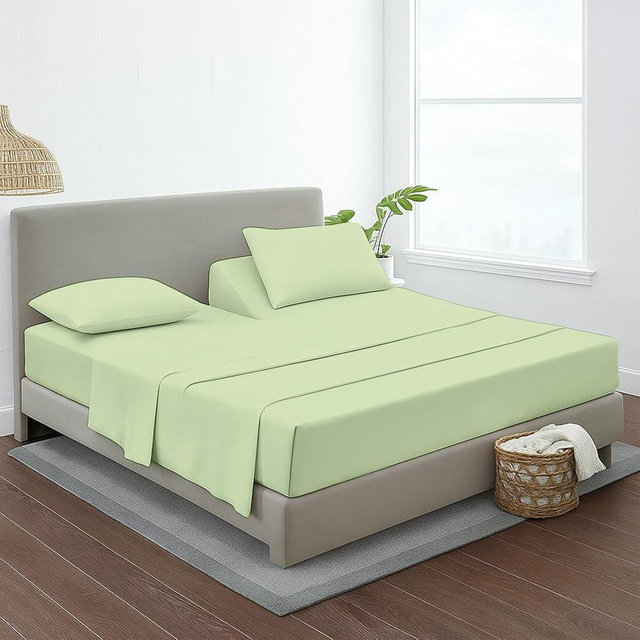 MyGiza Sheets 4 Pcs Flex Head King Sheets Sets for Adjustable Beds, 100% Certified Giza Cotton Top Split King 34 Inch Down Sheets fits 16" deep Mattress, Sage