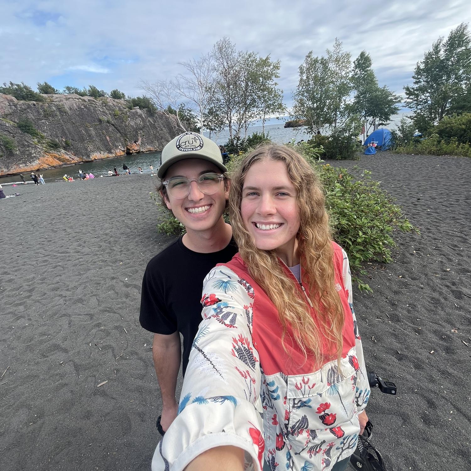 We had a fun day traveling up the North Shore of Minnesota, this was at our favorite stop Black Beach